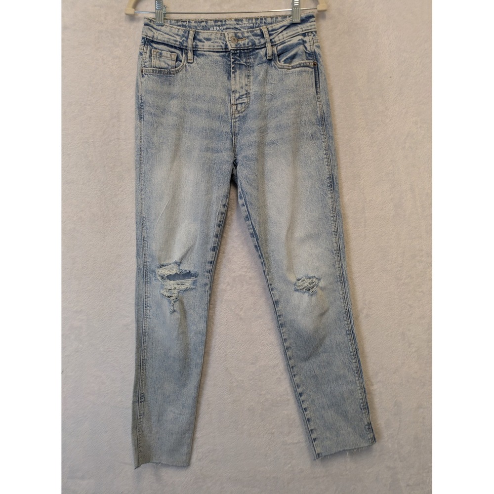 Old‎ Navy Women's High Rise Vintage Straight Jeans Light Wash Distressed Size 2